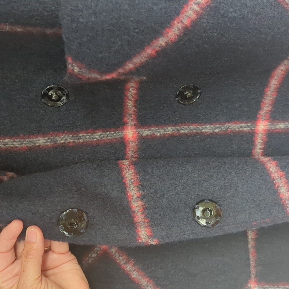 KENDALL & KYLIE PLAID NAVY WOOL COAT JACKET - Picture 7 of 11